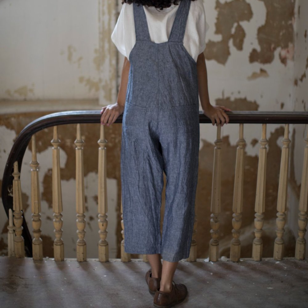 Petria Lenehan Dublin Overalls in Blue Linen Size Small